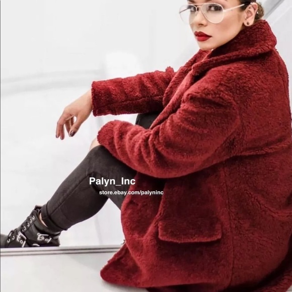 ❤️ SOLD OUT ❤️ ZARA BURGUNDY TEXTURED COAT - Picture 2 of 9